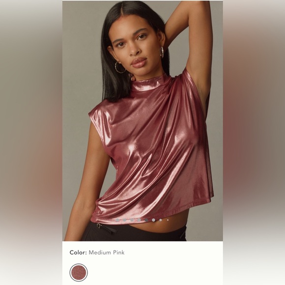 Anthropologie Tops - By Anthropologie Cowl-Neck Liquid Shine Top - Size XS